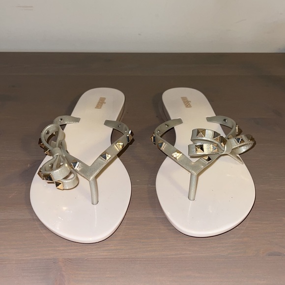 Melissa Gold Studded Cream and Silver Jelly Sandals - Women’s Size 10 - Picture 3 of 6